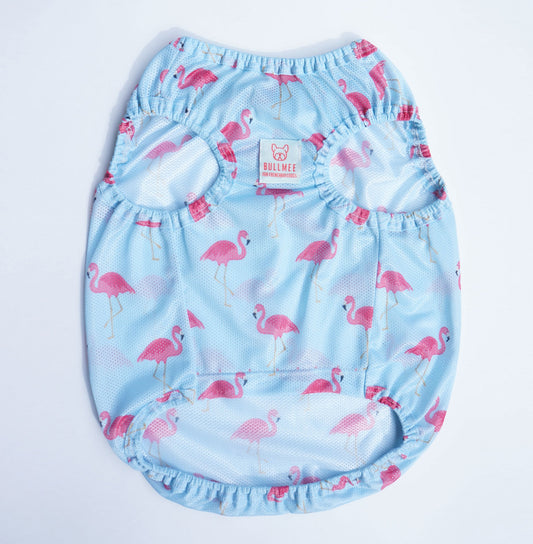 オリジナルプリント サマー フラミンゴ 冷感 ひんやり パイピング メッシュタンクトップ