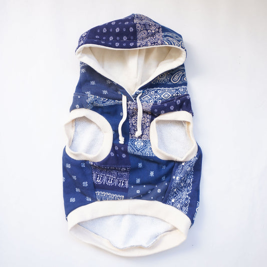 バンダナ柄 ノースリーブパーカー ネイビー